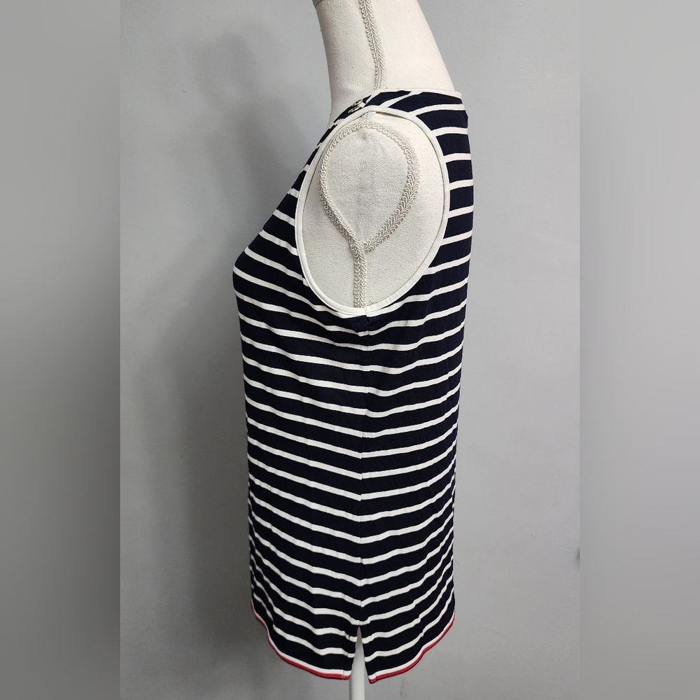 Tommy Hilfiger Size Small navy/white striped sleeveless blouse Tank Top - Picture 2 of 7